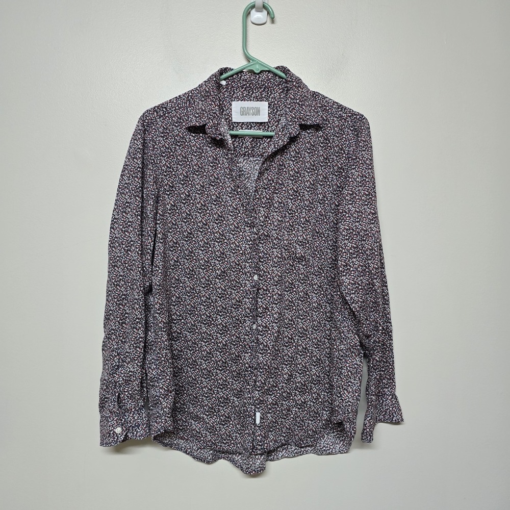 GRAYSON Frank & Eileen Black Red White Print Long Sleeve Hero Shirt Size 3 Large
